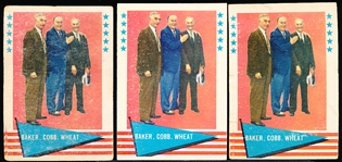 1961 Fleer Bb Greats- #1 Baker/ Cobb/ Wheat- 3 Cards