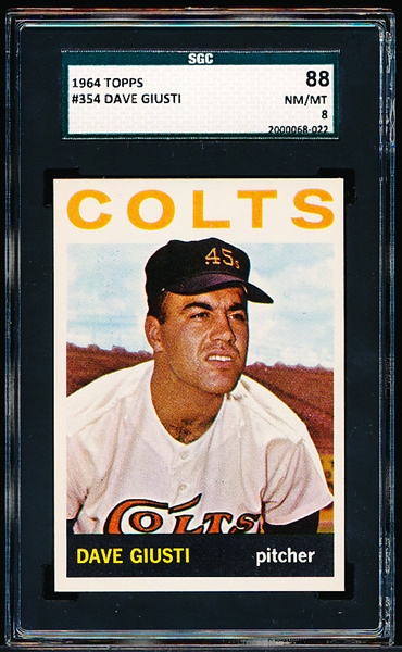 1964 Topps Bb- #354 Dave Guisti, Colts- SGC 88 (Nm/Mt 8)