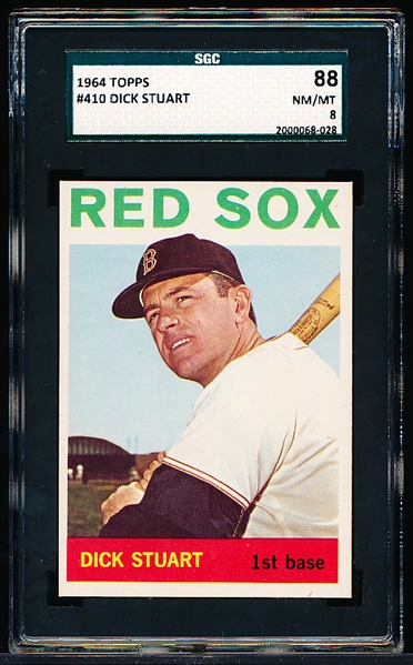 1964 Topps Bb- #410 Dick Stuart, Red Sox- SGC 88 (Nm/Mt 8)