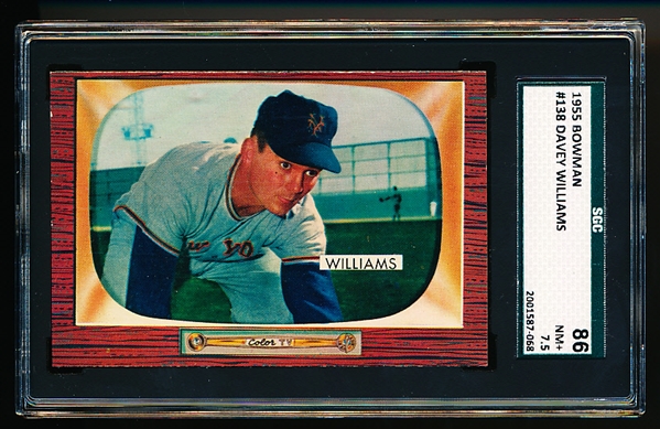 1955 Bowman Baseball- #86 Davey Williams, Giants- SGC 86 (NM+ 7.5)