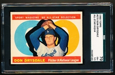 1960 Topps Baseball- #570 Don Drysdale All Star- SGC 70 (Ex+ 5.5)- Hi# 
