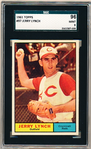 1961 Topps Baseball- #97 Jerry Lynch, Reds- SGC 96 (Mint 9)