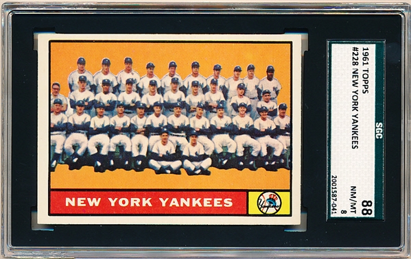 1961 Topps Baseball- #228 New York Yankees- SGC 88 (Nm-Mt 8)