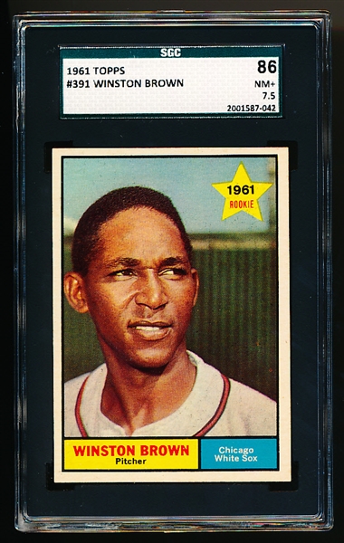 1961 Topps Baseball- #391 Winston Brown, White Sox- SGC 86 (NM+ 7.5)