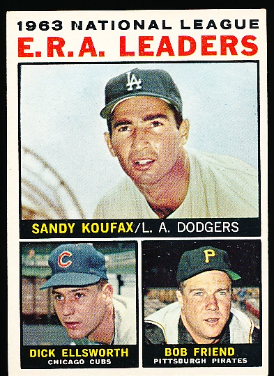 1964 Topps Baseball- #1 NL ERA Leaders- Koufax