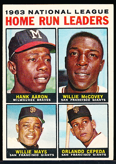 1964 Topps Baseball- #9 NL Hr Ldr- Ex+- Aaron/ McCovey/ Cepeda/ Mays