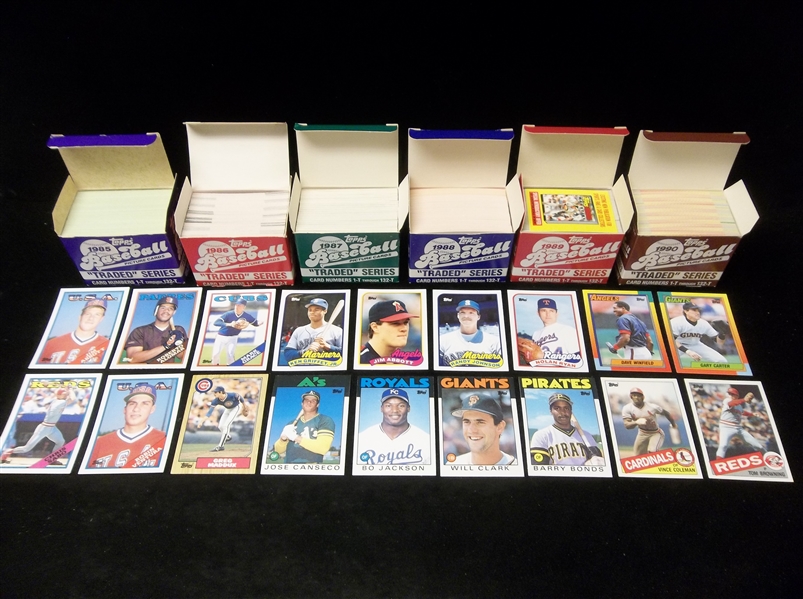 1985, ’86, ’87, ’88, ’89, & ’90 Topps Traded Baseball Factory Sets of 132