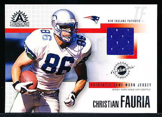 2002 Adrenaline Ftbl.- “Game-Worn Jerseys”- #26 Christian Fauria, Patriots