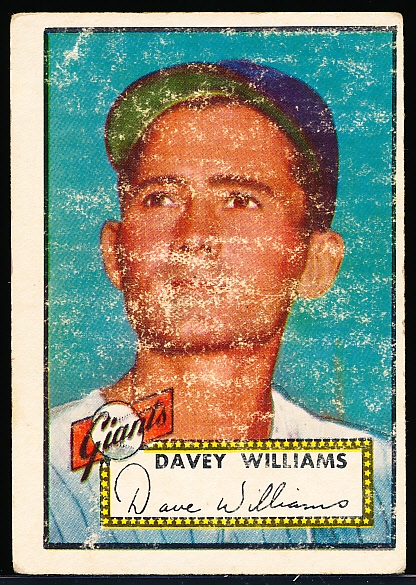 1952 Topps Baseball Hi#- #316 Davey Williams, Giants