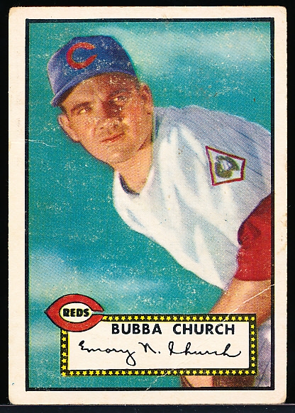 1952 Topps Baseball Hi#- #323 Bubba Church, Reds