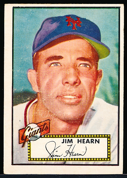 1952 Topps Baseball Hi#- #337 Jim Hearn, Giants
