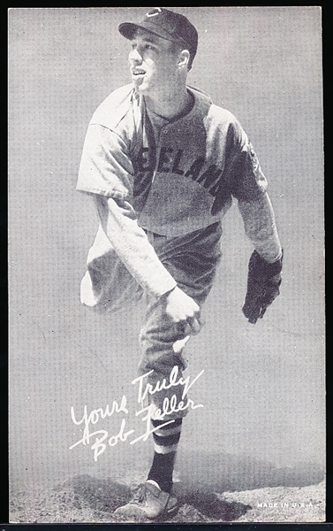 1939-46 Salutation Exhibit- Bob Feller, Yours Truly- Pitching Pose