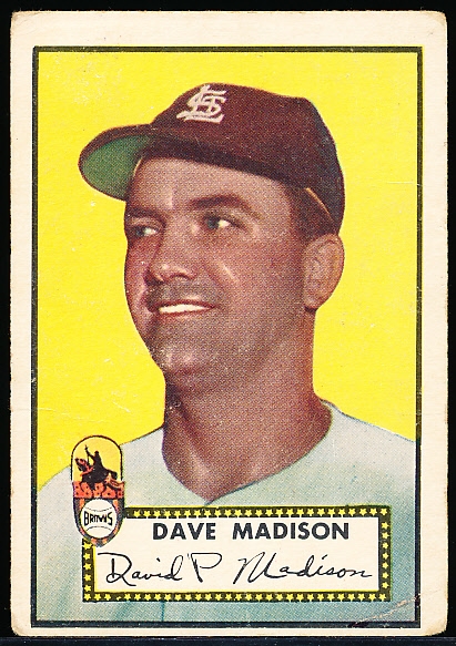 1952 Topps Baseball Hi#- #366 David Madison, Browns