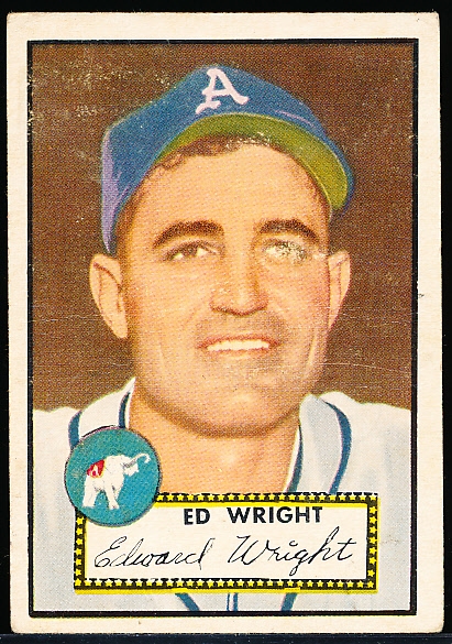 1952 Topps Baseball Hi#- #368 Wright, A’s