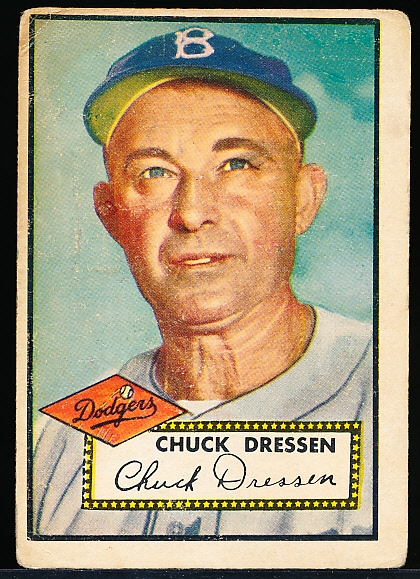 1952 Topps Baseball Hi#- #377 Chuck Dressen, Dodgers