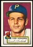 1952 Topps Baseball Hi#- #380 Clem Koshorek, Pirates