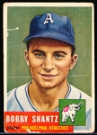 1953 Topps Baseball- Hi#- #225 Bobby Shantz, A’s- SP