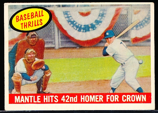 1959 Topps Bb- #461 Mantle Hits 42nd Homer For Crown