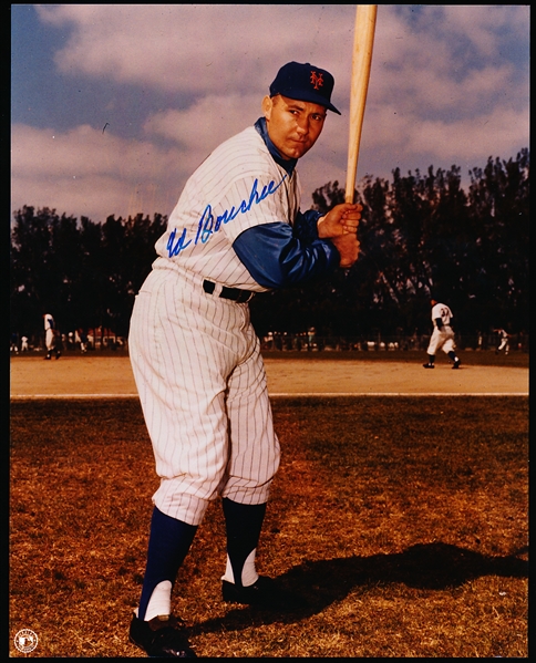 Ed Bouchee Autographed New York Mets Bsbl. Color 8” x 10” Photo
