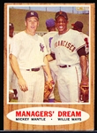 1962 Topps Baseball- #18 Manager’s Dream- Mantle/ Mays