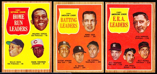 1962 Topps Baseball- 4 Diff Leaders