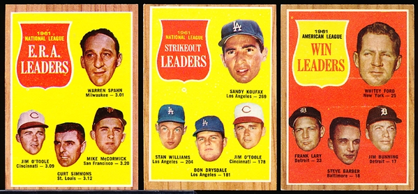 1962 Topps Baseball- 5 Diff Leaders