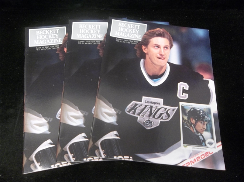 Sept./Oct. 1990 Beckett Hockey Magaine- Issue #1- Wayne Gretzky (Kings) Cover- 3 Issues