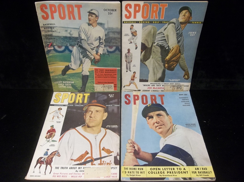Clean-Up Lot of 4 Diff. 1949-50 Sport Magazine Bsbl. Covers