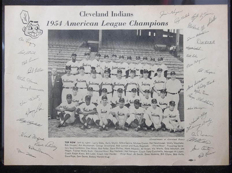 1954 Cleveland Press Cleveland Indians 1954 A. L. Champs Bsbl. 10” x 14” B/W Photo