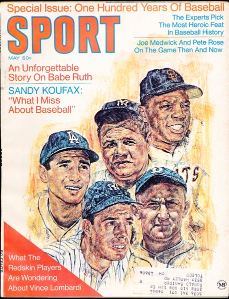 May 1969 Sport Magazine Bsbl.- 100 Years Special- Cobb, DiMaggio, Koufax, Mays, and Ruth Cover