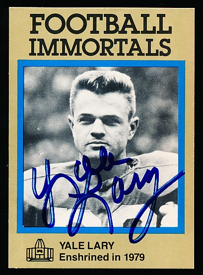 1985-88 Football Immortals #66 Yale Lary, Lions- Autographed