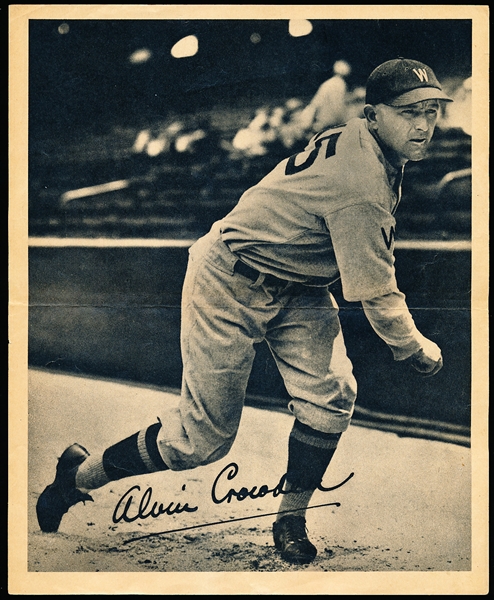 1934 Butterfinger Baseball Premium- Alvin Crowder- Thin Paper Version