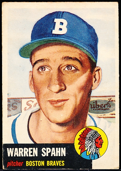1953 Topps Baseball- #147 Warren Spahn, Braves