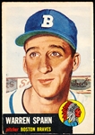 1953 Topps Baseball- #147 Warren Spahn, Braves