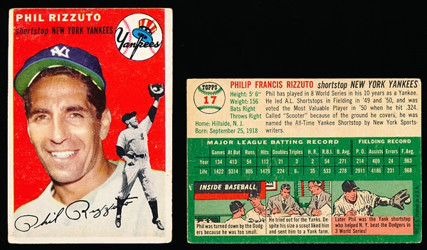 1954 Topps Bb- #17 Phil Rizzuto, Yankess- 2 Cards