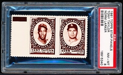 1961 Topps Baseball Stamp Panel with Tab- Tony Taylor (Phillies)/ Norm Larker(Dodgers)- PSA NrMt-Mt 8