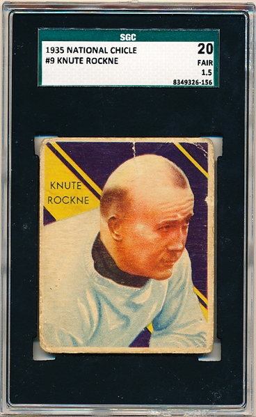 1935 National Chicle Football #9 Knute Rockne- SGC 20 (Fair 1.5)