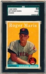 1958 Topps Baseball- #47 Roger Maris, Cleveland- Rookie!- SGC 50 (Vg-Ex 4)