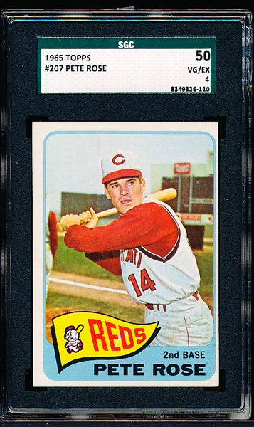 1965 Topps Baseball- #207 Pete Rose, Reds- SGC 50 (Vg-Ex 4)