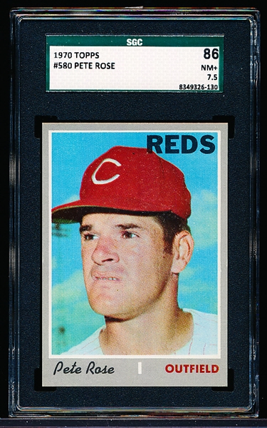 1970 Topps Baseball- #580 Pete Rose, Reds- SGC 86 (NM+ 7.5)