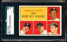 1961 Topps Baseball- #44 A.L. Home Run Leaders- Mantle/ Maris/ Lemon/ Colavito- SGC NM 7