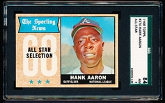 1968 Topps Baseball- #370 Hank Aaron All Star- SGC 84 (NM 7)