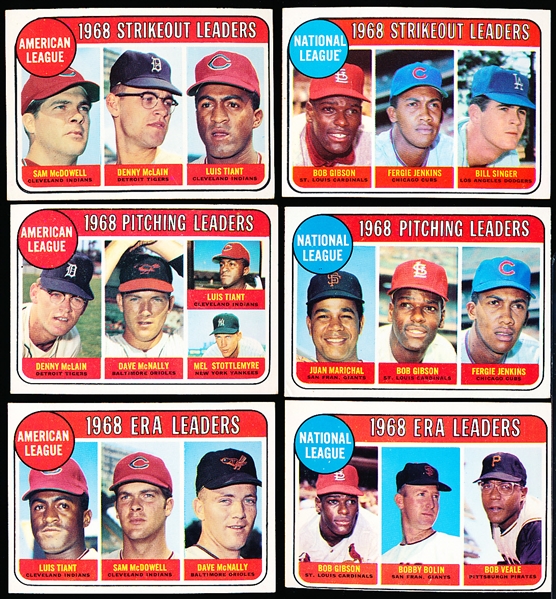 1969 Topps Baseball- 6 Diff Leaders