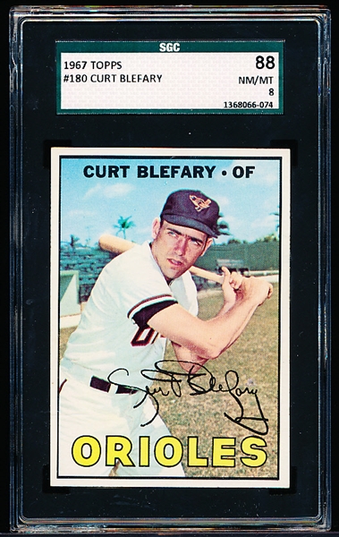 1967 Topps Baseball- #180 Curt Blefary, Orioles- SGC 88 (Nm-Mt 8)