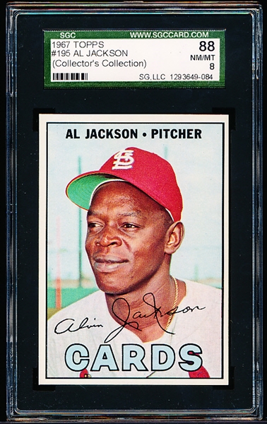 1967 Topps Baseball- #195 Al Jackson, Cards- SGC 88 (Nm-Mt 8)