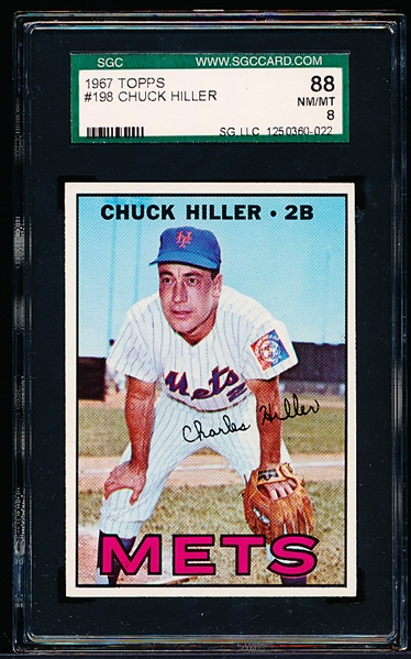1967 Topps Baseball- #198 Chuck Hiller, Mets- SGC 88 (Nm-Mt 8)