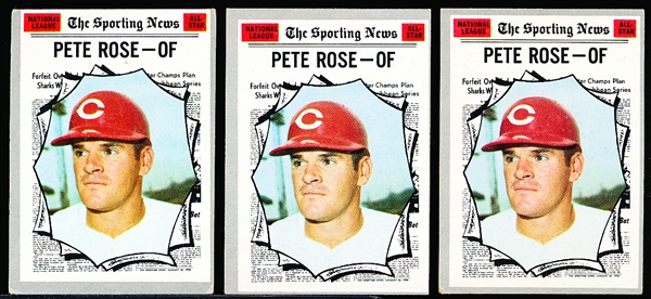 1970 Topps Bb- #458 Pete Rose AS- 3 Cards
