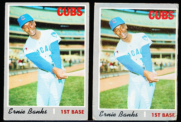 1970 Topps Bb- #630 Ernie Banks, Cubs- 2 Cards