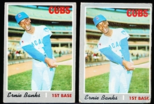 1970 Topps Bb- #630 Ernie Banks, Cubs- 2 Cards