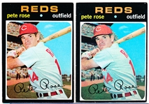 1971 Topps Bb- #100 Pete Rose, Reds- 2 Cards